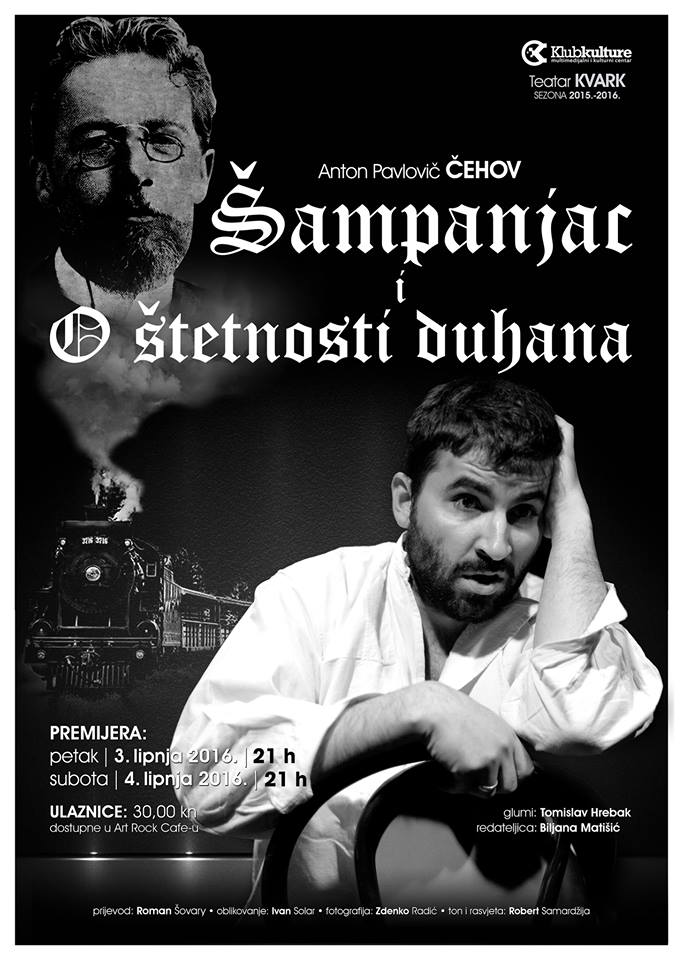 Teatar KVARK predstavlja premijeru predstave: ŠAMPANJAC i O ŠTETNOSTI DUHANA