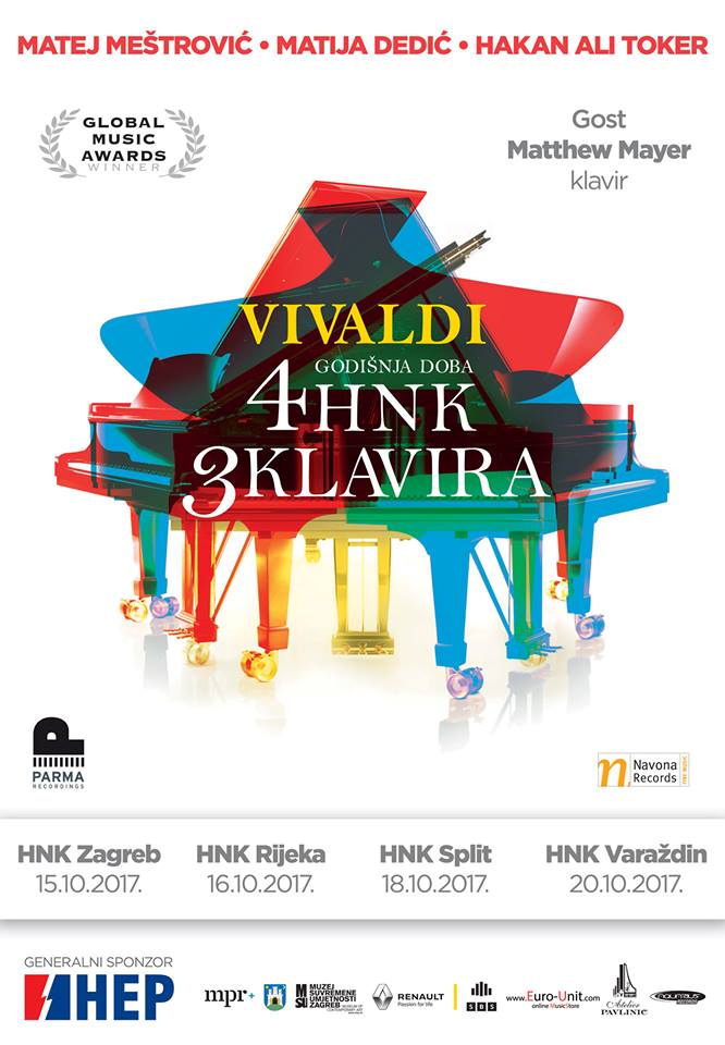 Jedinstveni glazbeno-scenski spektakl Vivaldi 4 godišnja doba za 3 klavira uskoro u četiri HNK