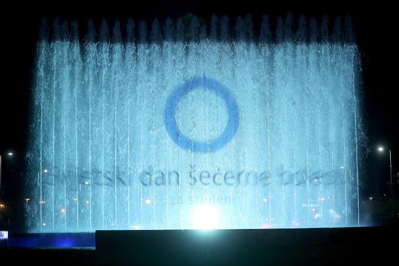 Zagreb: Projekcija na fontanama povodom Svjetskog dana šećerne bolesti