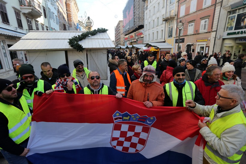 Rijeka: Prosvjed "žutih prsluka Hrvatske" /Foto: Goran Kovacic/PIXSELL