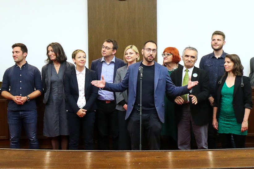 Zagreb: Konferencija za medije Zeleno-lijeve koalicije nakon predajed kandidacijeske liste DIP-u