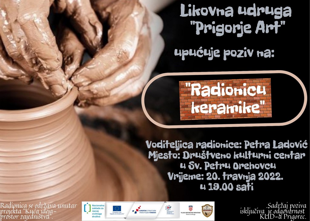 Pozivnica Radionica Keramike 20.travnja
