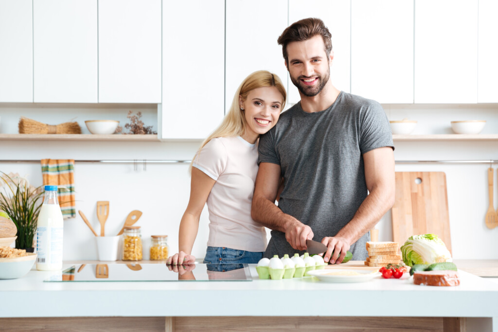 Married young couple enjoying their time at home