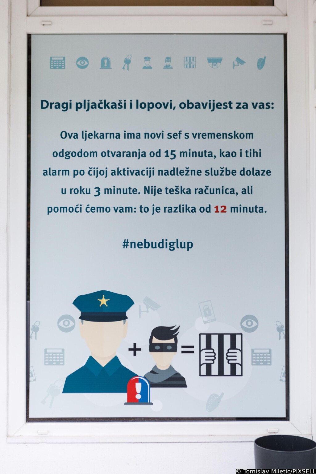 Zagreb: Na ljekarni postavljena poruka za razbojnike