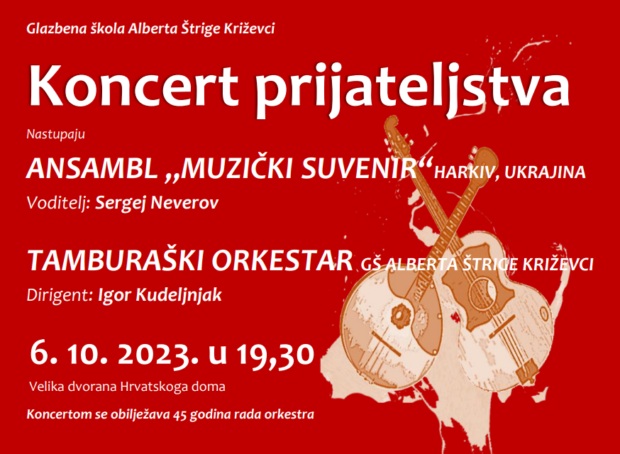 Glazbena škola Alberta Štrige Križevci organizira ‘Koncert Prijateljstva’