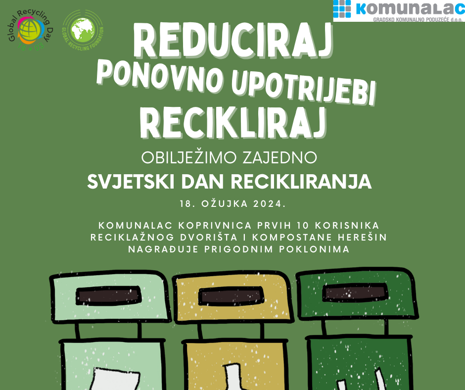 Komunalac Koprivnica obilježit će Svjetski dan recikliranja prigodnim poklonima i radionicom za djecu