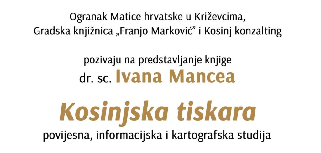 Predstavljanje knjige Ivana Mancea u Križevcima