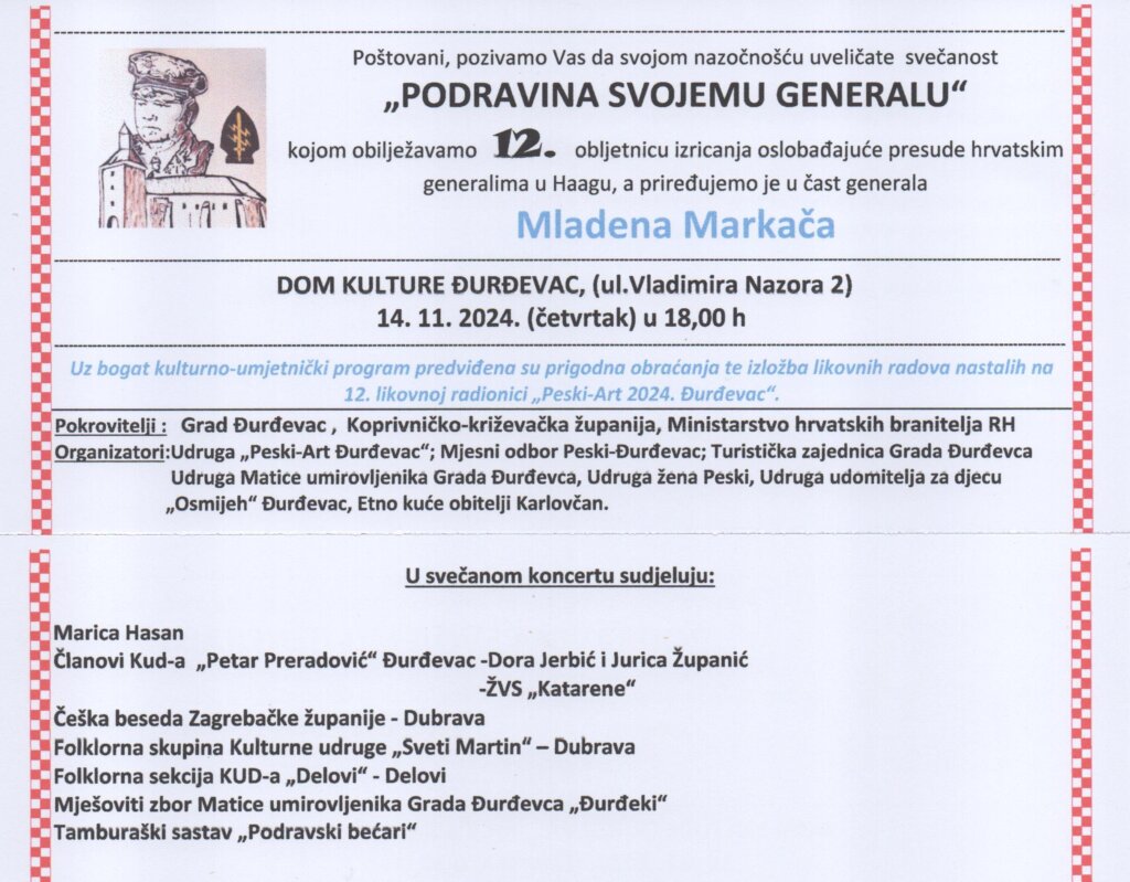 Pozivnica Podravina Svojemu Generalu