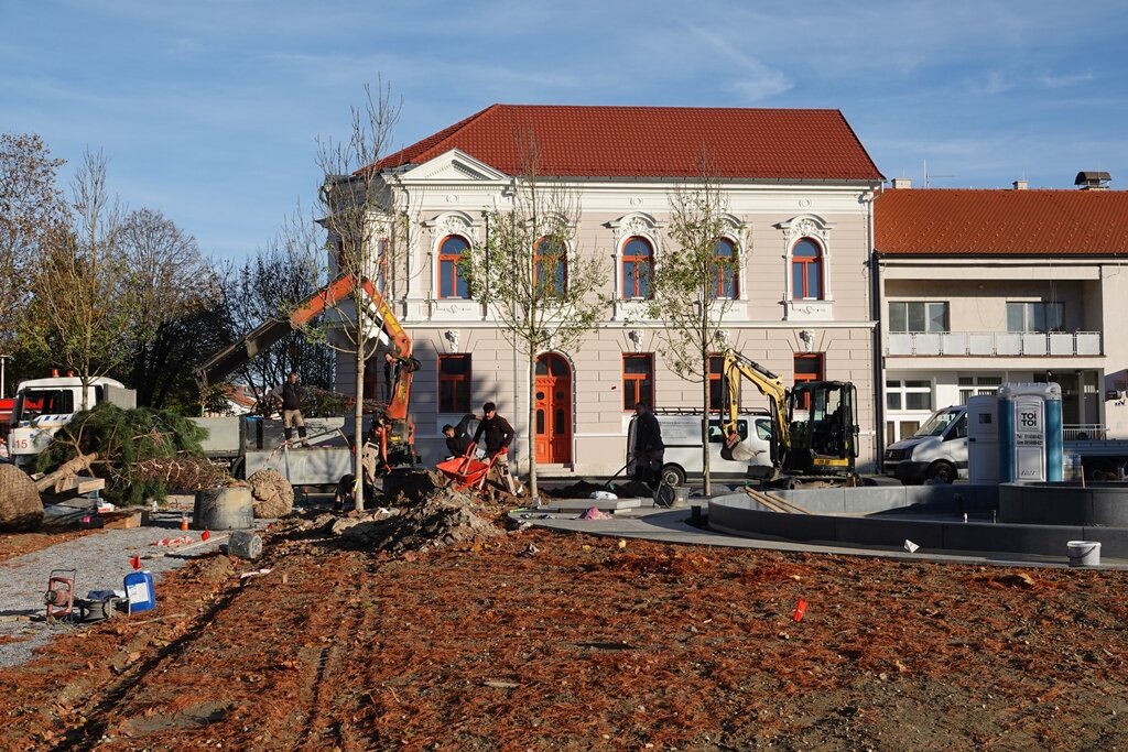 [FOTO] Na novouređenom đurđevačkom trgu u tijeku je sadnja autohtonog drveća, grmlja i trave