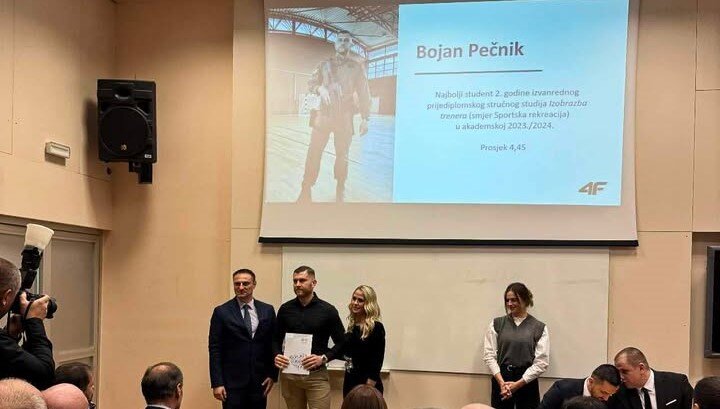 Križevčanin Bojan Pečnik primio nagradu za najboljeg studenta Kineziološkog fakulteta Sveučilišta u Zagrebu