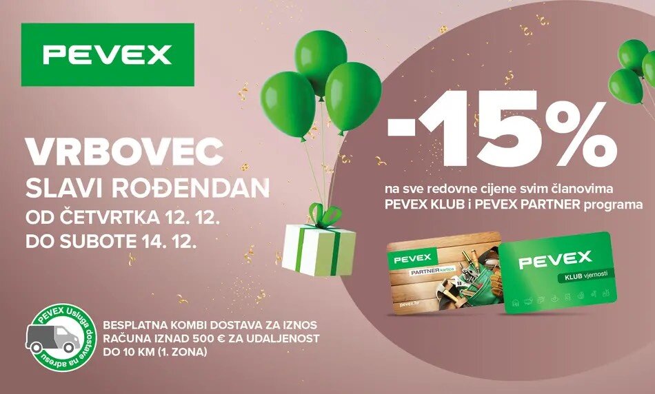 PEVEX Vrbovec slavi rođendan i časti kupce s 15% popusta