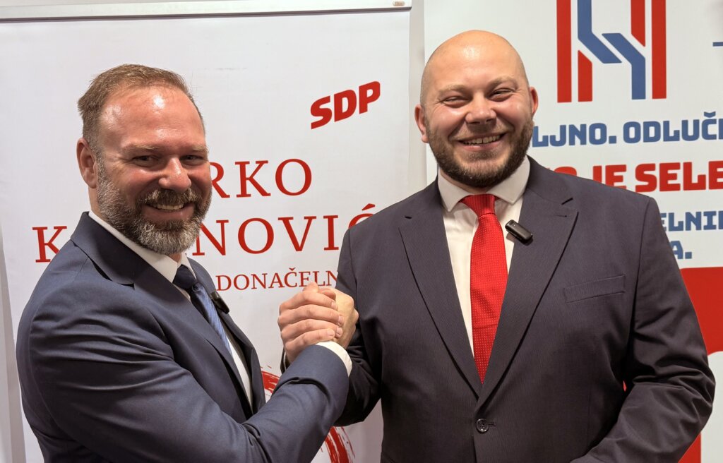 [FOTO/VIDEO] Nezavisni Hrvoje Seleš i Marko Katanović (SDP) zajedno na izborima u Križevcima: “Želimo društveno pravedne Križevce”