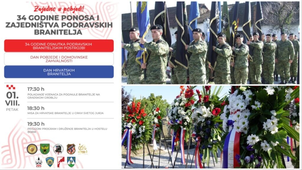 Prisjećanje na ponosne dane i naše branitelje: 1. kolovoza, obilježavanje 34. obljetnice podravskih braniteljskih postrojbi u Đurđevcu