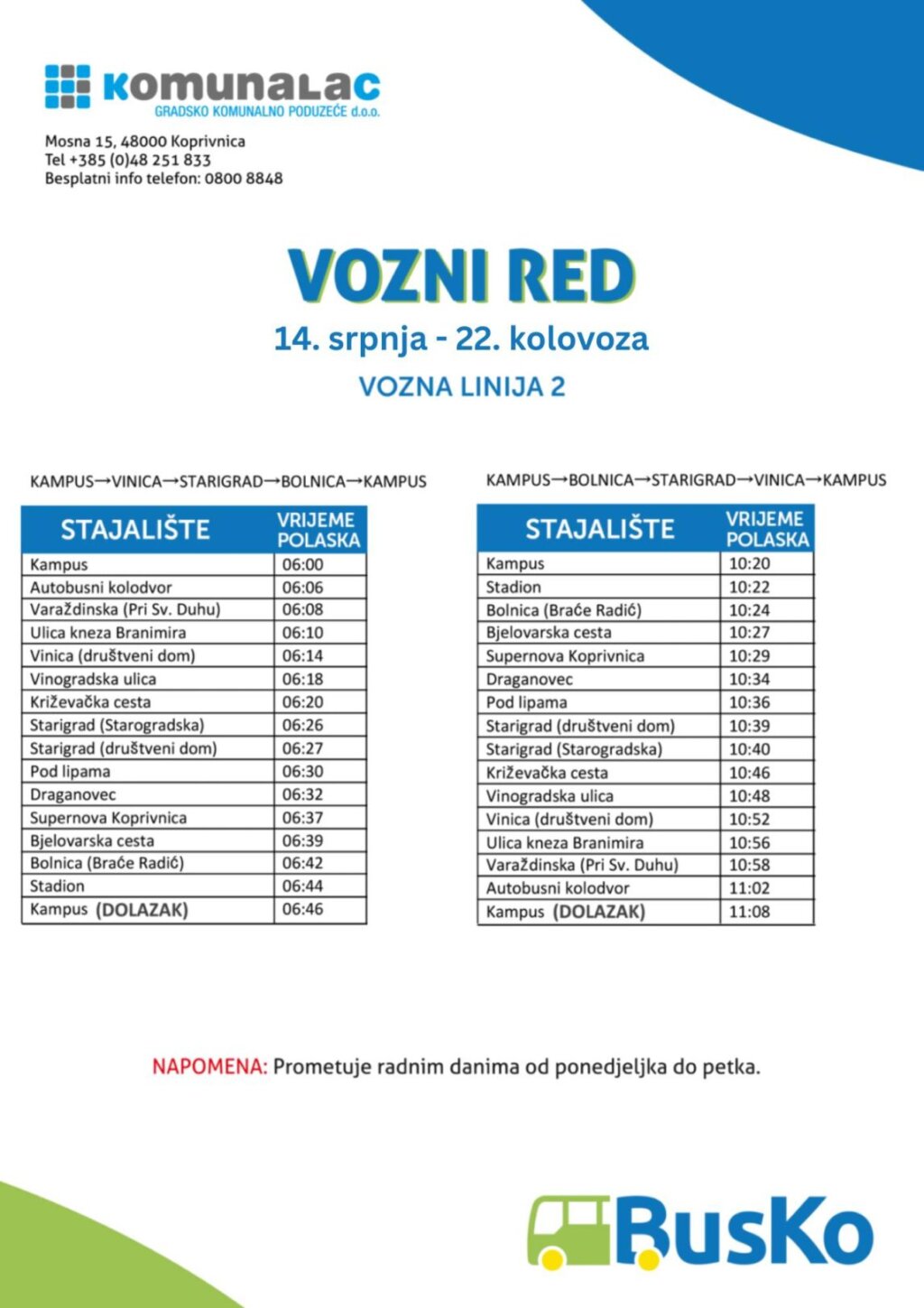 Busko Linija 2 Ljeto