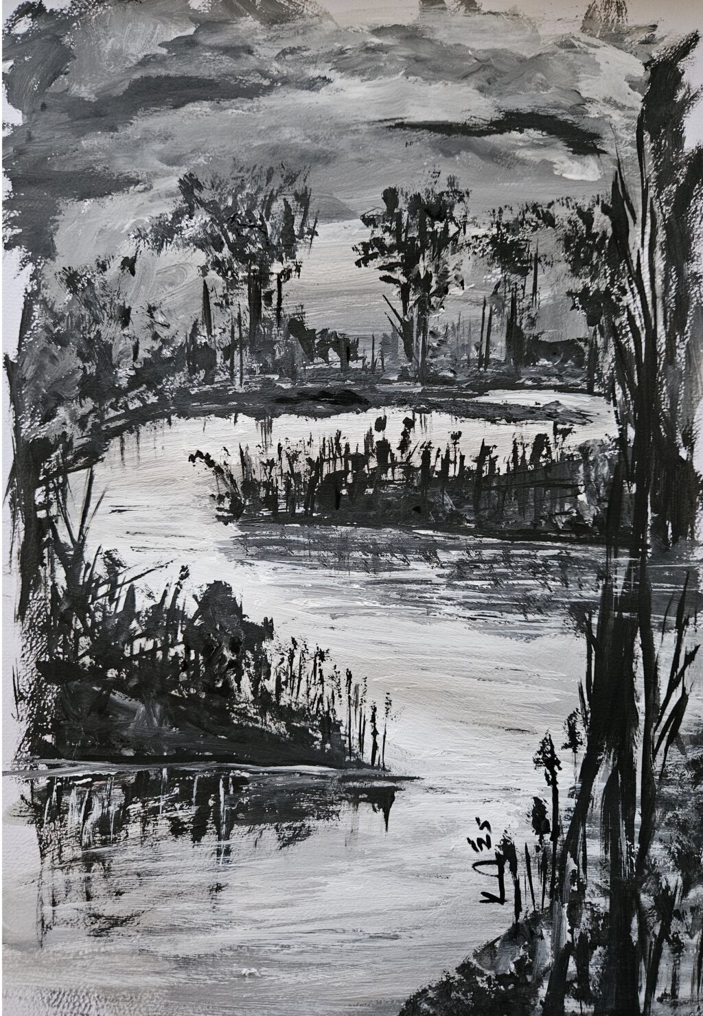 1. Pjesma Tišine Mihael Kolarić 40x30 Akril Na Papiru 2025