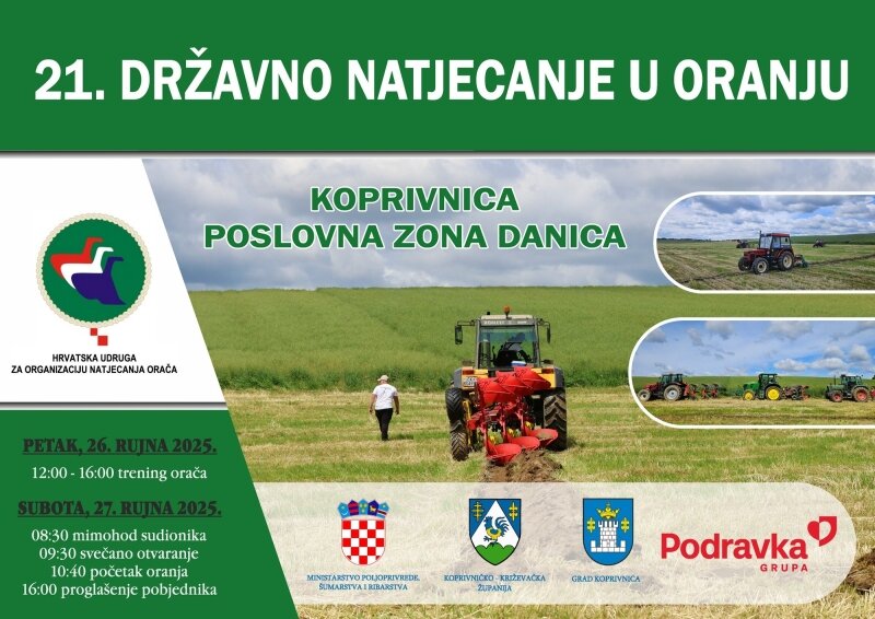 Koprivničko – križevačko županija i Grad Koprivnica domaćini 21. Državnog natjecanja u oranju Republike Hrvatske