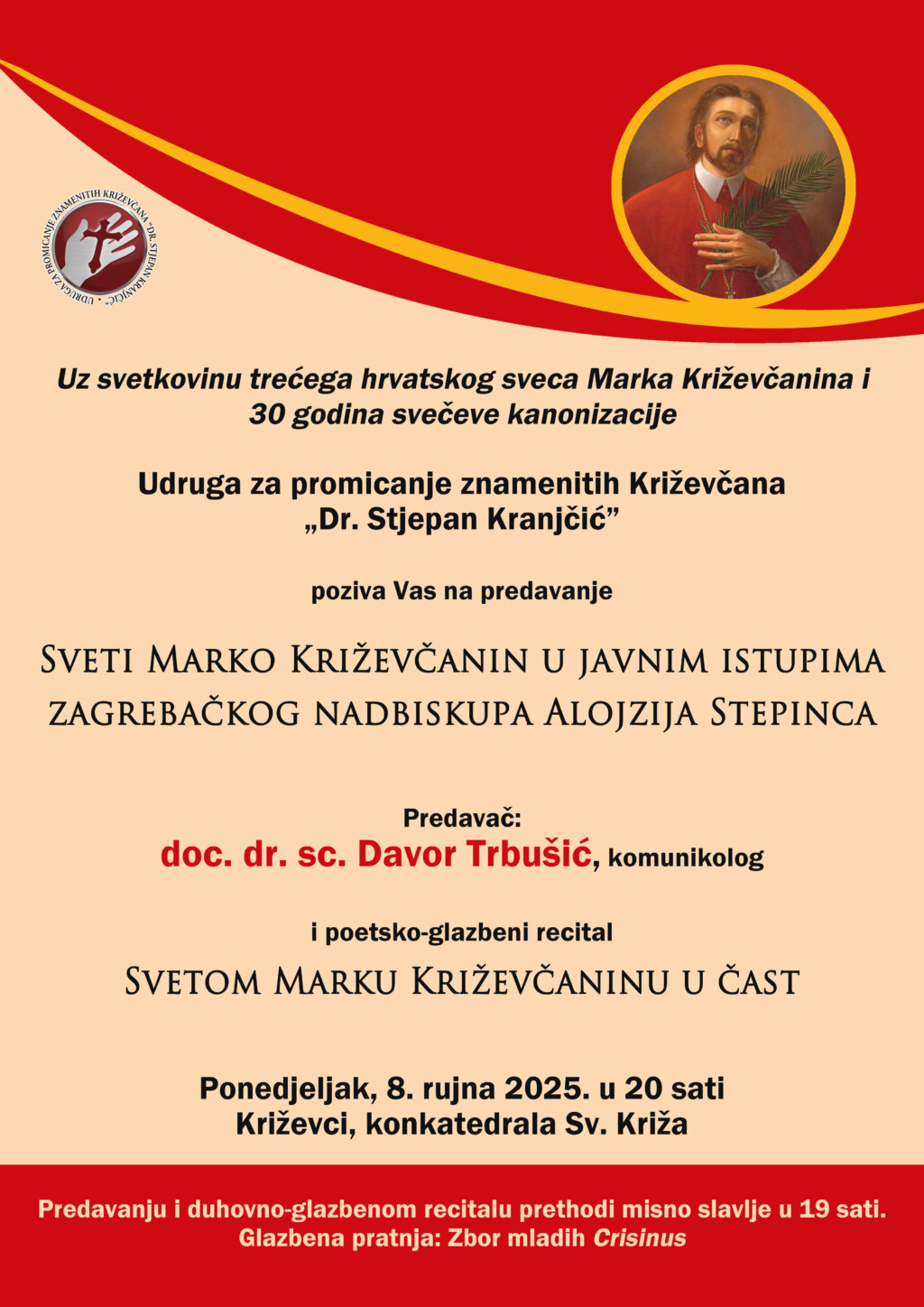 Plakat, Davor Trbušić O Sv. Marku Kž I Alojziju Stepincu