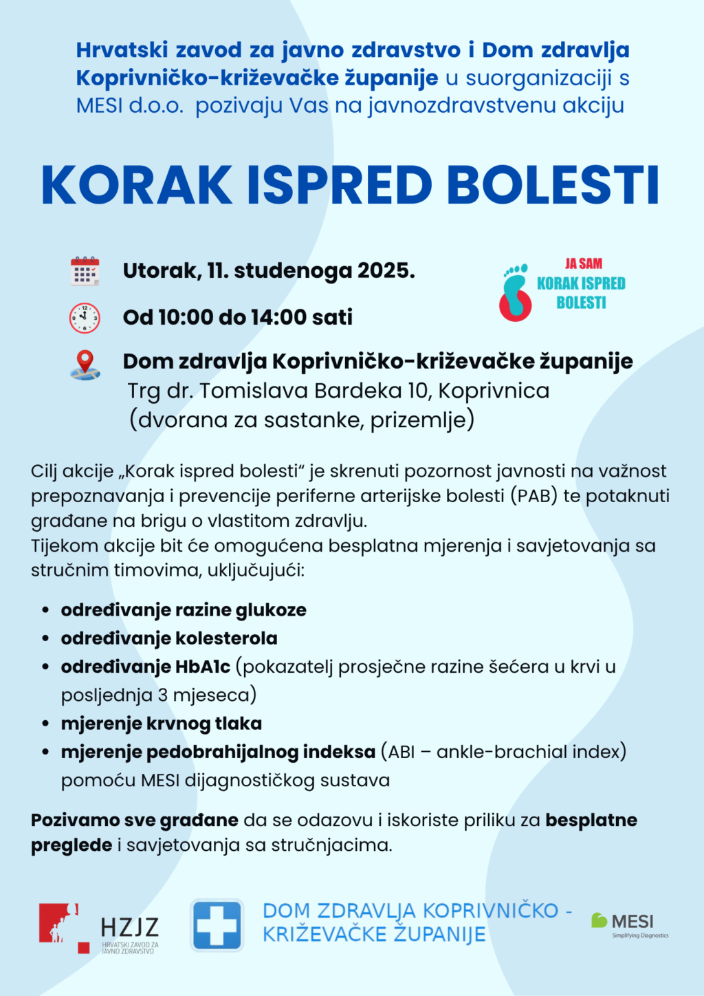 Pozivnica Javnozdravstvena Akcija Korak Ispred Bolesti