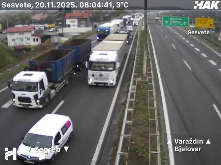 Kolona između čvorova Sesvete i Zagreb istok duga je 6 kilometara