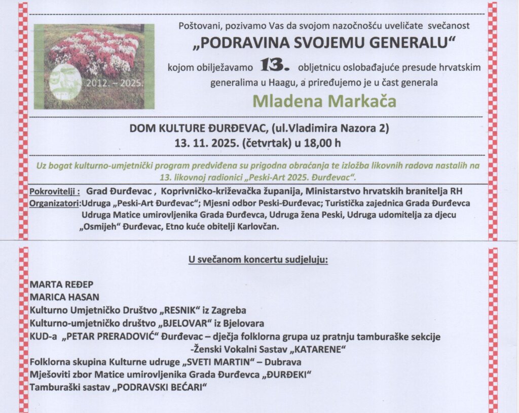 Pozivnica Podravina Svojemu Generalu