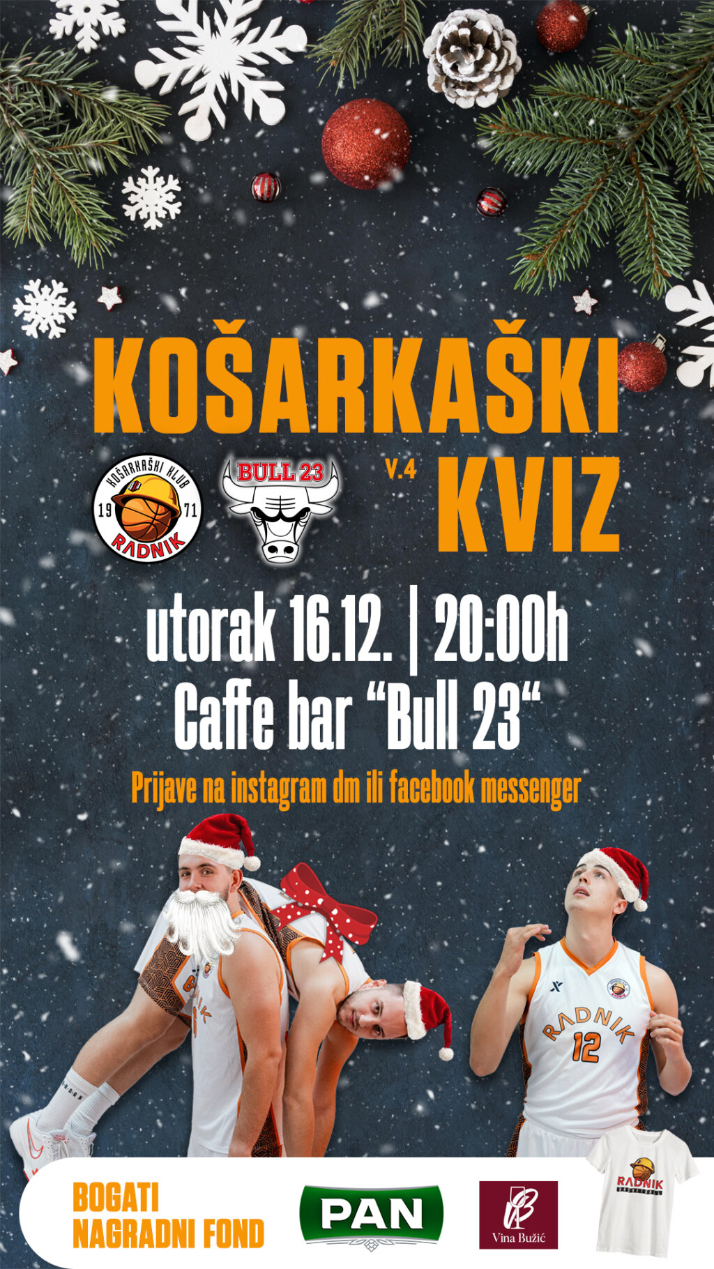 Košarkaški klub Radnik i Caffe bar “Bull 23” organiziraju Košarkaški kviz