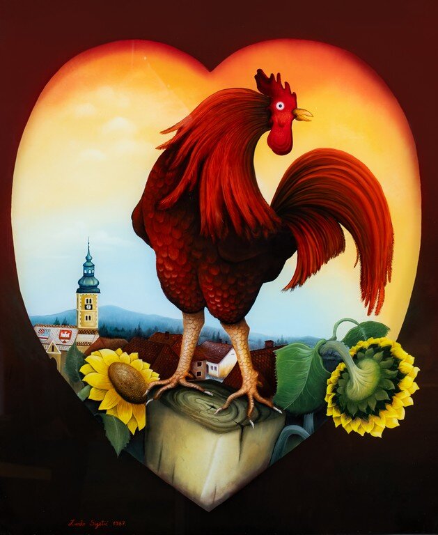 Podravski Pjesnik Na Griču, Ulje Na Staklu, 110 X 90 Cm. 1987