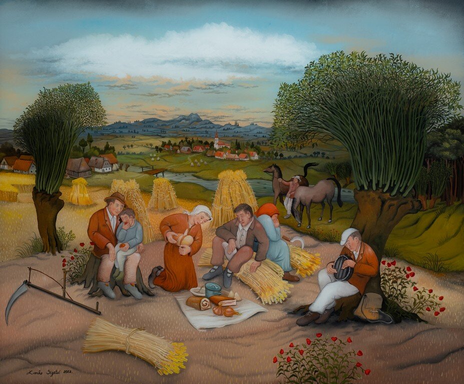 Žetva, Ulje Na Staklu, 75 X 90 Cm. 2022