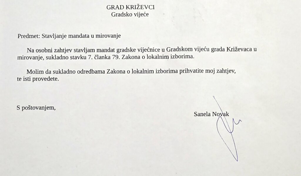 Sanela Novak Stavljanje Mandata U Mirovanje