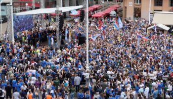 Zagreb: Dolazak Hodočasnika Antunovskog Hoda Na Trg Bana Josipa Jelačića