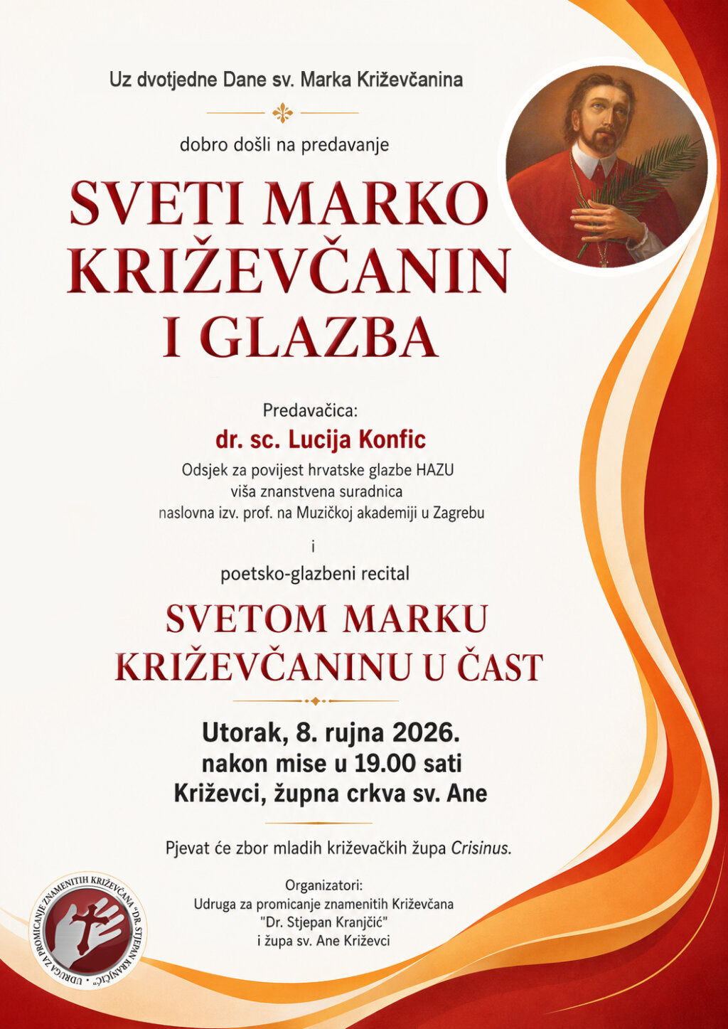 Plakat Lucija Konfic o sv. Marku Križevčaninu u glazbi (1)